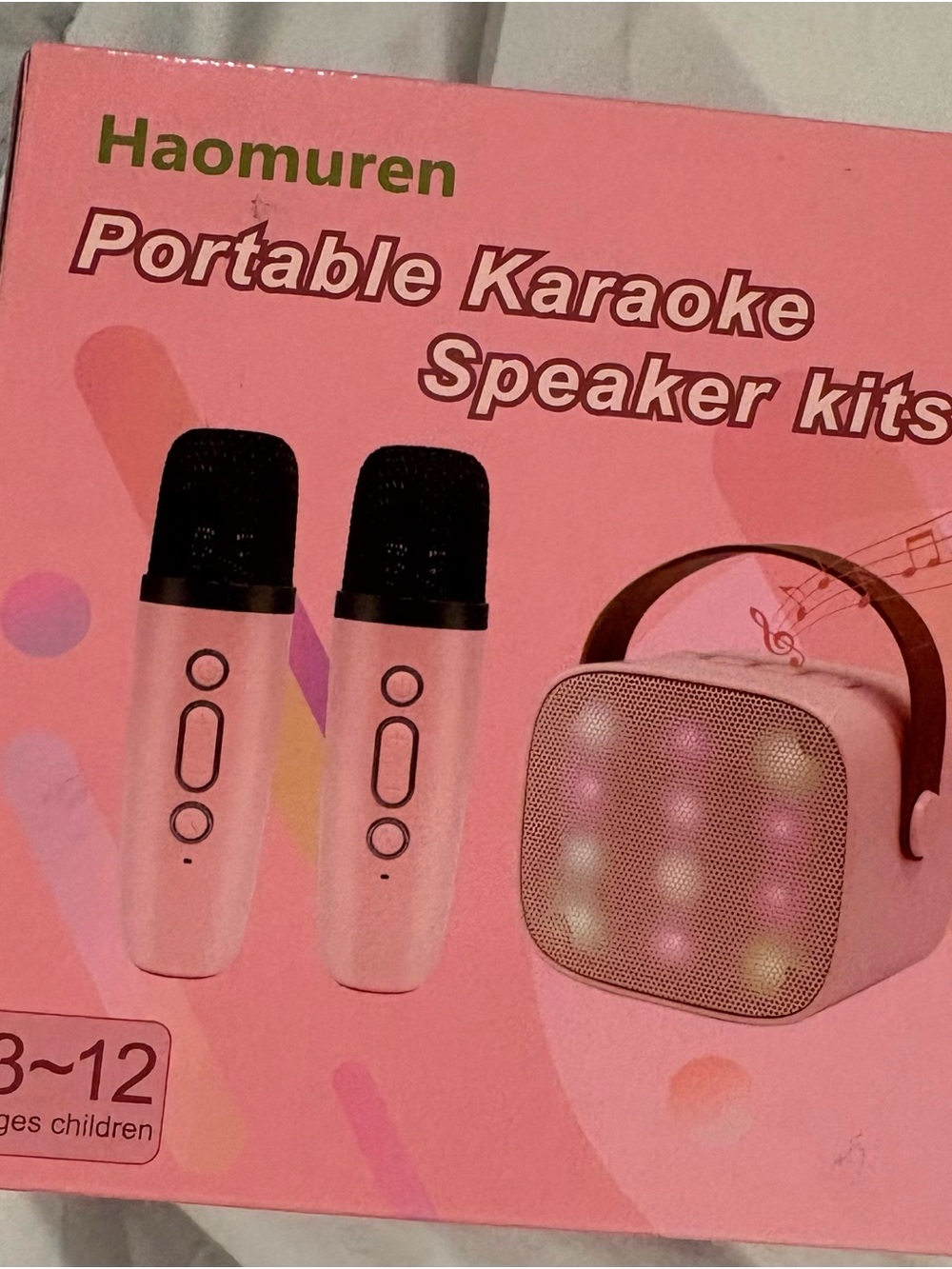 Pink Portable Karaoke Speaker Kit with Dual Microphones